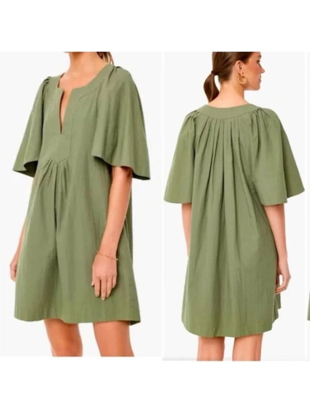 Tuckernuck Pomander Place Finley Flutter Sleeve Dress in Sage Green Size Large